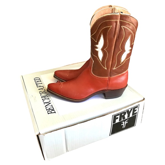 RARE 1950'S Frye Rancher Red/Brown Leather Cowboy Vintage Calf-High Boots - Picture 9 of 16